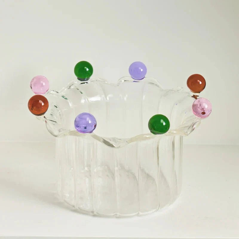 Bunte Kronenförmige Dessertschale - Umweltfreundliches Glasdesign | Karnz