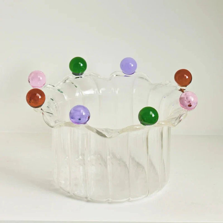 Bunte Kronenförmige Dessertschale - Umweltfreundliches Glasdesign | Karnz