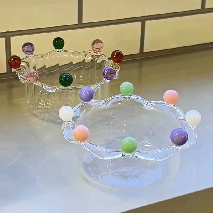 Bunte Kronenförmige Dessertschale - Umweltfreundliches Glasdesign | Karnz