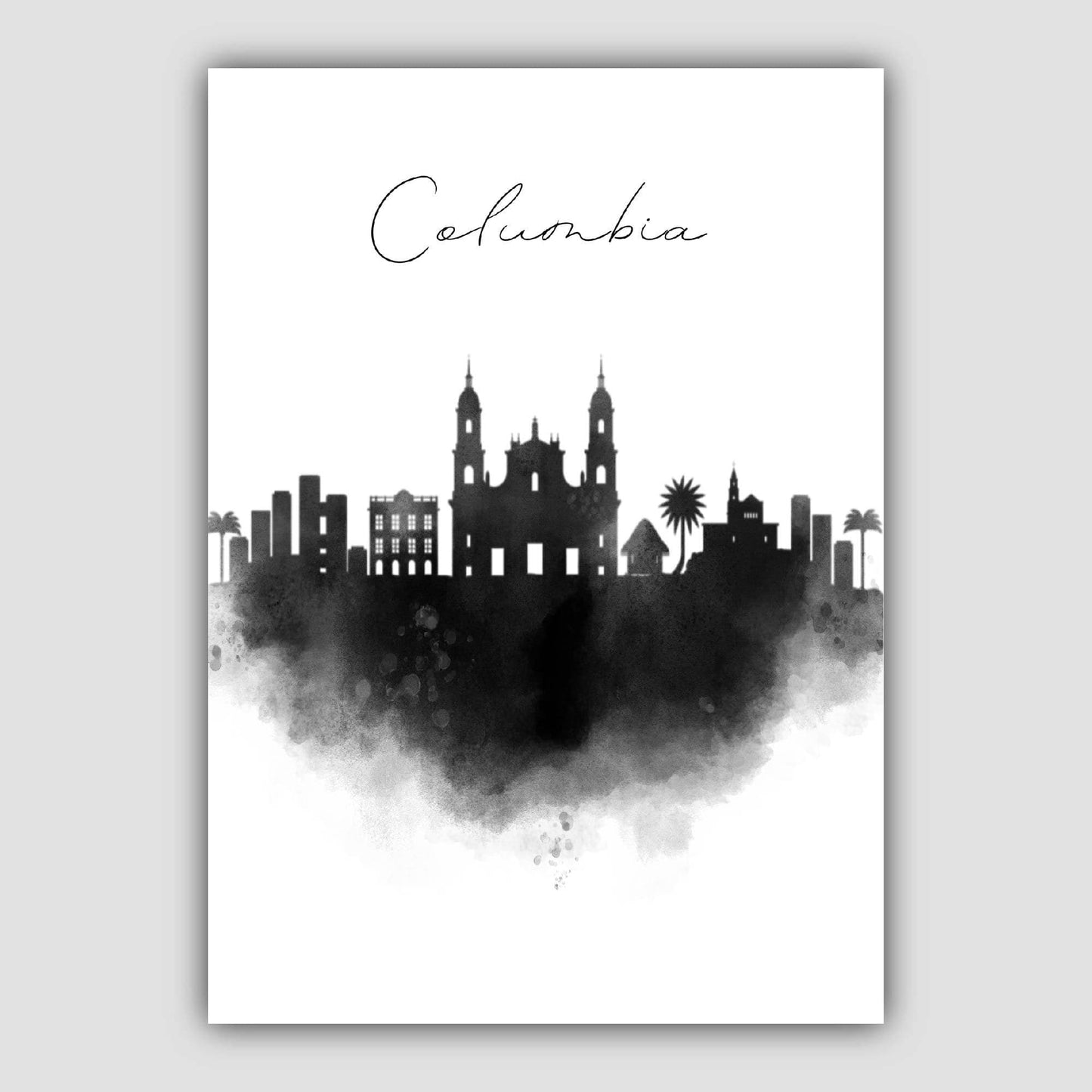Aquarell-Skyline-Druck aus Kolumbien