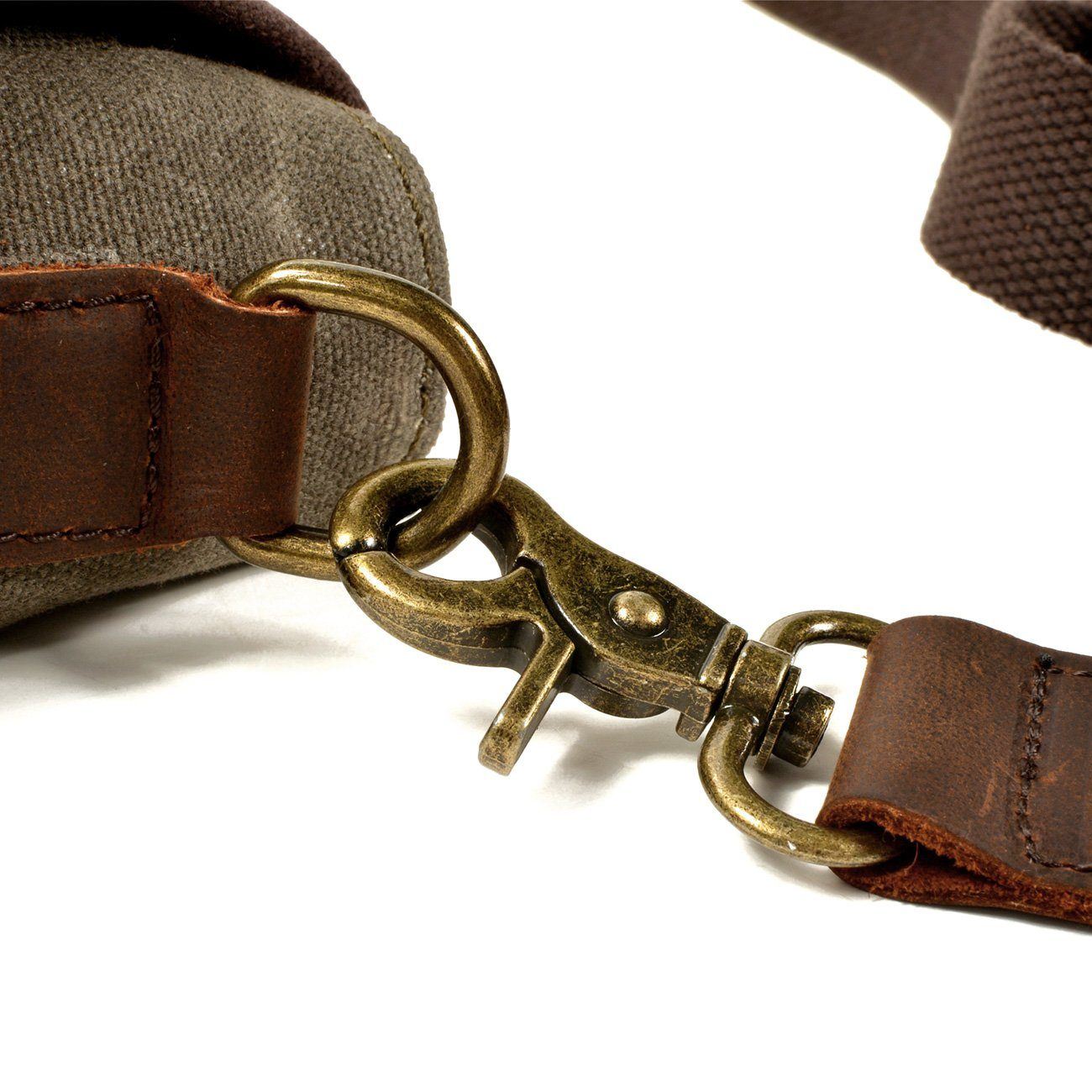 HorizonPath – Kompakte Vintage-Schultertasche – Hochwertige gewachste Baumwolle und Vollnarbenleder