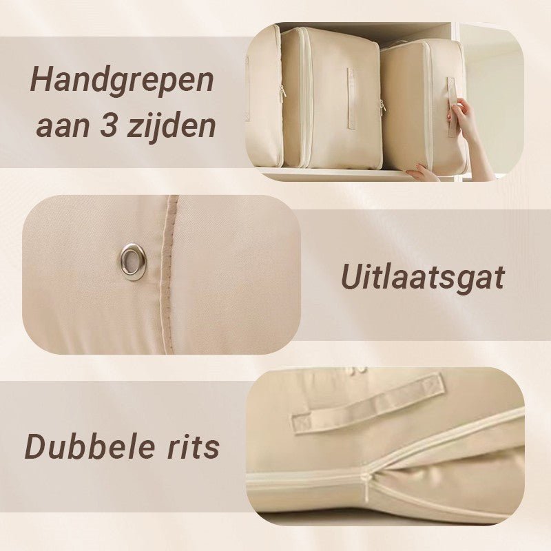 Kompressions-Aufbewahrungsbeutel – Platzsparend für Zuhause und unterwegs – Komprimierung ohne Vakuum – Wasserdichtes Nylon – Strapazierfähig und leicht