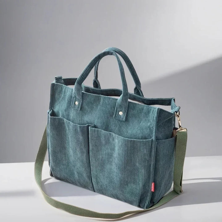 Cord Schultertasche Damen Geräumig und Robus für Schule und Arbeit | Karnz