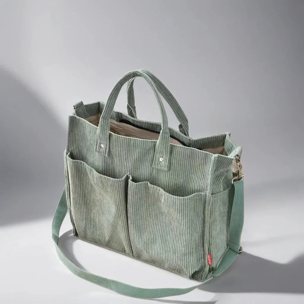 Cord Schultertasche Damen Geräumig und Robus für Schule und Arbeit | Karnz