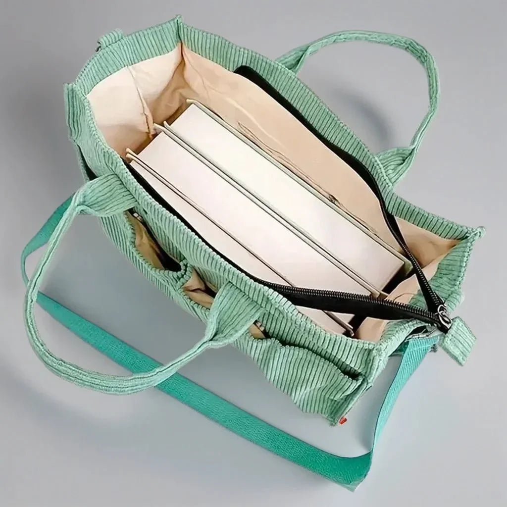 Cord Schultertasche Damen Geräumig und Robus für Schule und Arbeit | Karnz