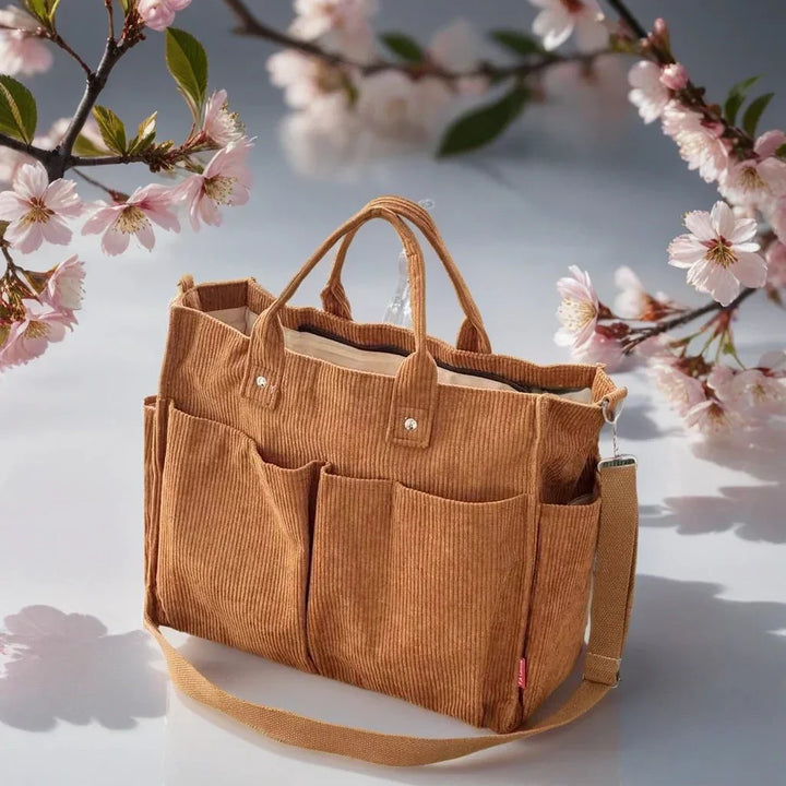 Cord Schultertasche Damen Geräumig und Robus für Schule und Arbeit | Karnz