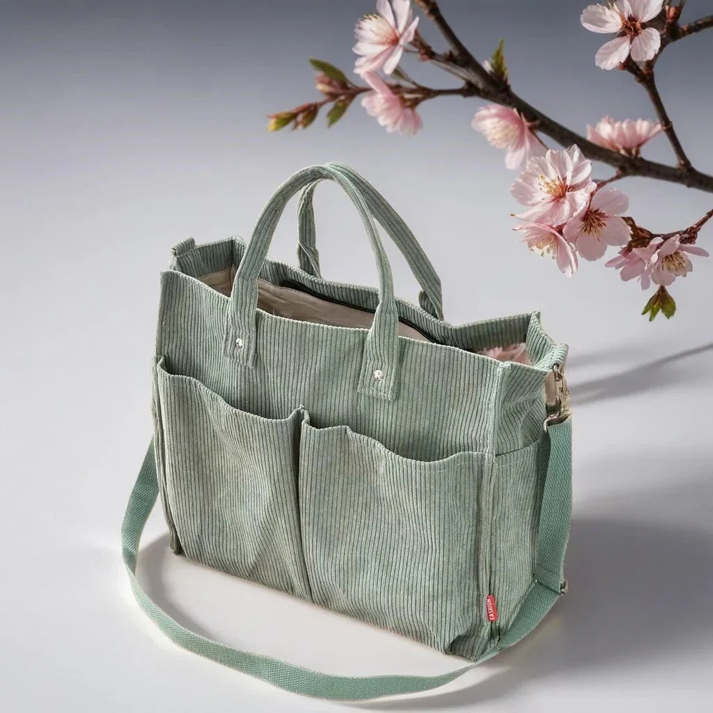 Cord Schultertasche Damen Geräumig und Robus für Schule und Arbeit | Karnz