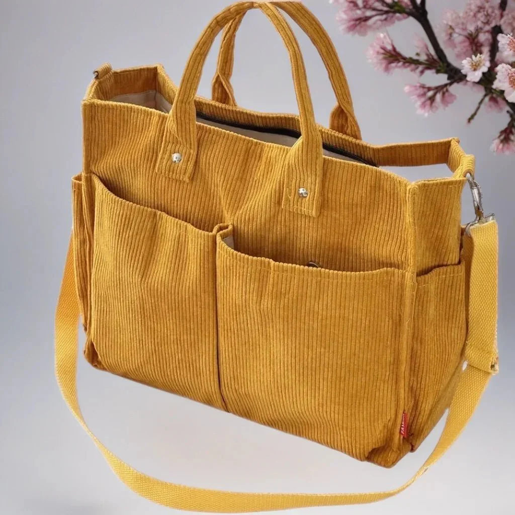 Cord Schultertasche Damen Geräumig und Robus für Schule und Arbeit | Karnz