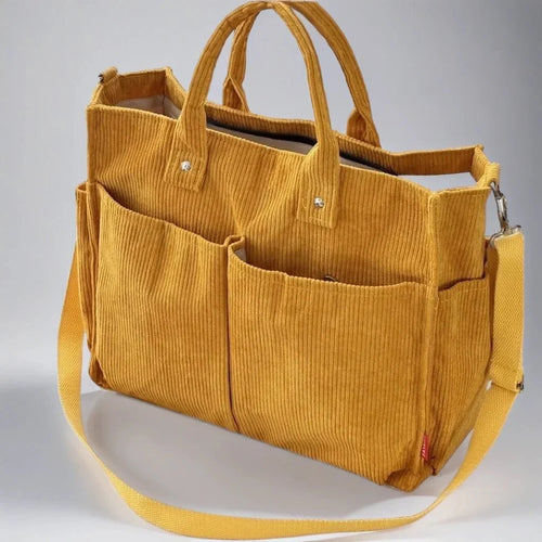 Cord Schultertasche Damen Geräumig und Robus für Schule und Arbeit | Karnz