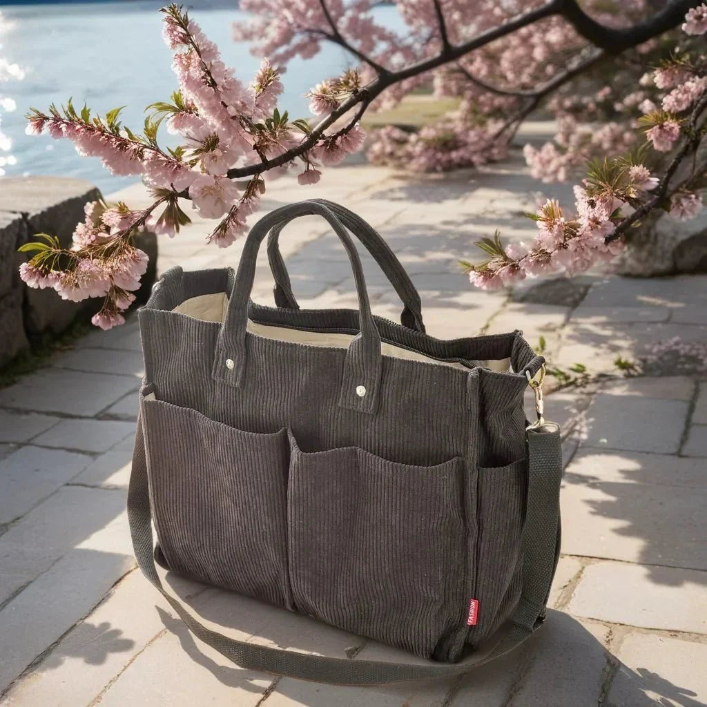 Cord Schultertasche Damen Geräumig und Robus für Schule und Arbeit | Karnz