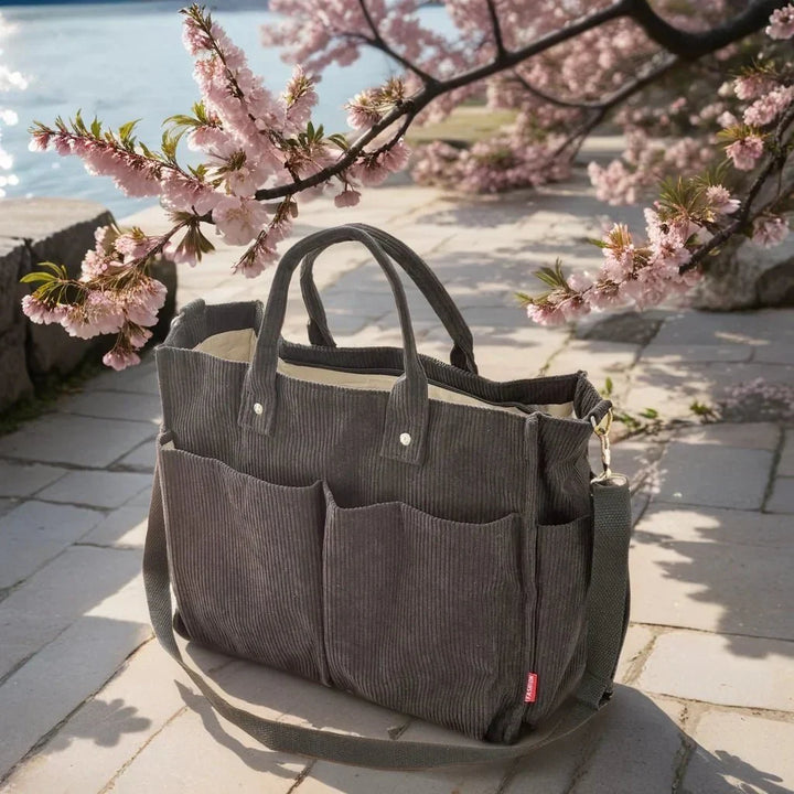 Cord Schultertasche Damen Geräumig und Robus für Schule und Arbeit | Karnz