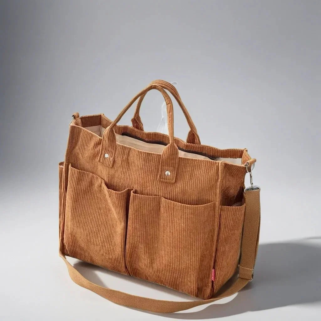 Cord Schultertasche Damen Geräumig und Robus für Schule und Arbeit | Karnz