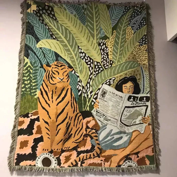 Gemütliche Cartoon-Tiger-Design-Decke für die Wohnkultur | Karnz