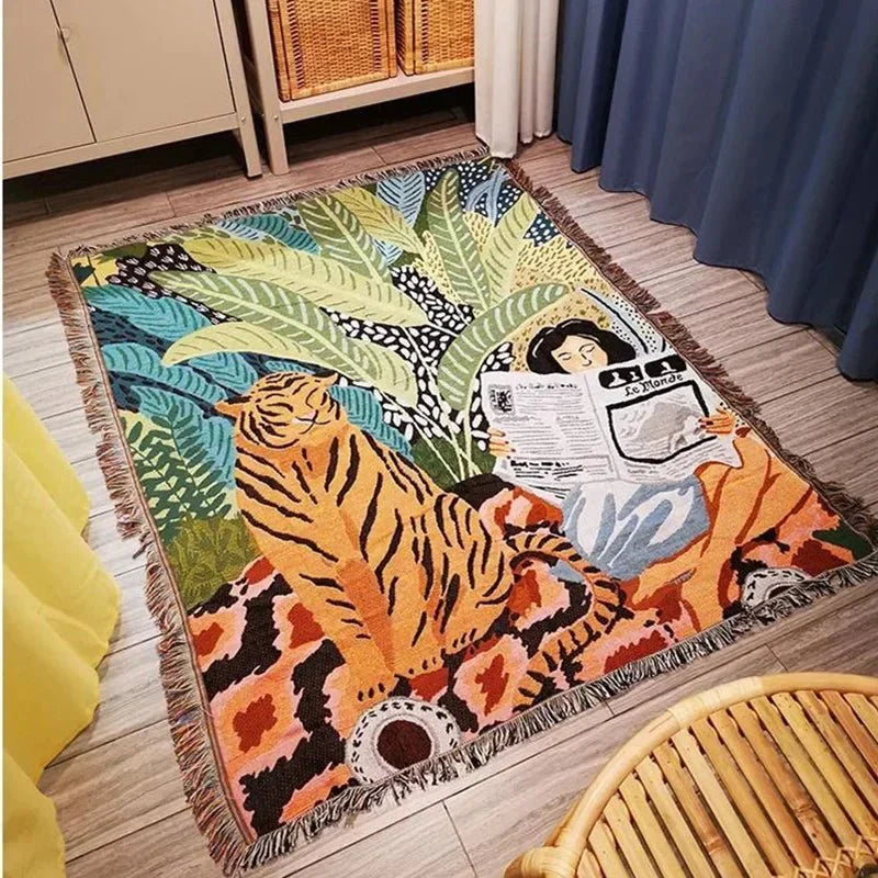 Gemütliche Cartoon-Tiger-Design-Decke für die Wohnkultur | Karnz
