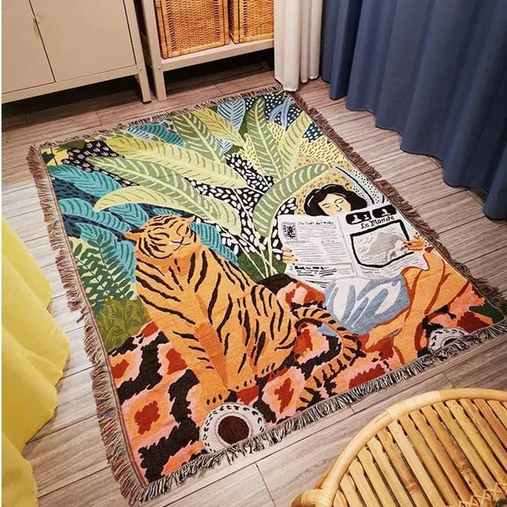 Gemütliche Cartoon-Tiger-Design-Decke für die Wohnkultur | Karnz