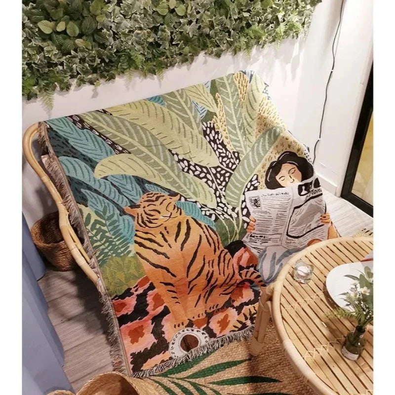 Gemütliche Cartoon-Tiger-Design-Decke für die Wohnkultur | Karnz