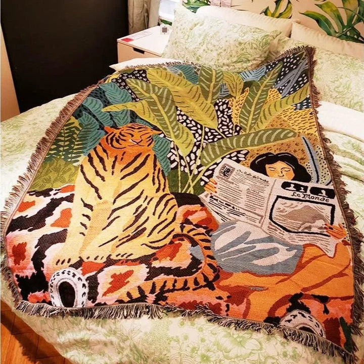 Gemütliche Cartoon-Tiger-Design-Decke für die Wohnkultur | Karnz