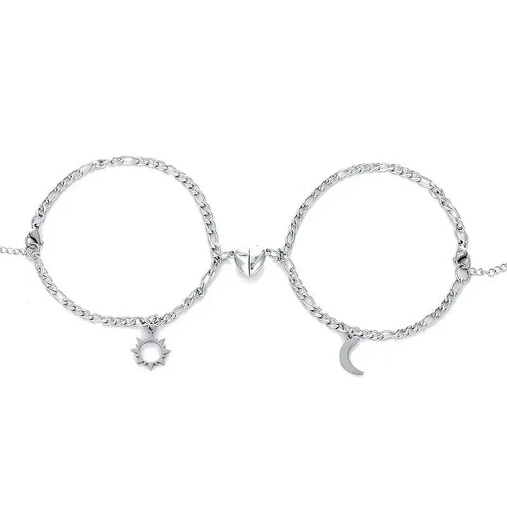 Karnz | Paar Magnetisches Herz Sonne & Mond Armband Set