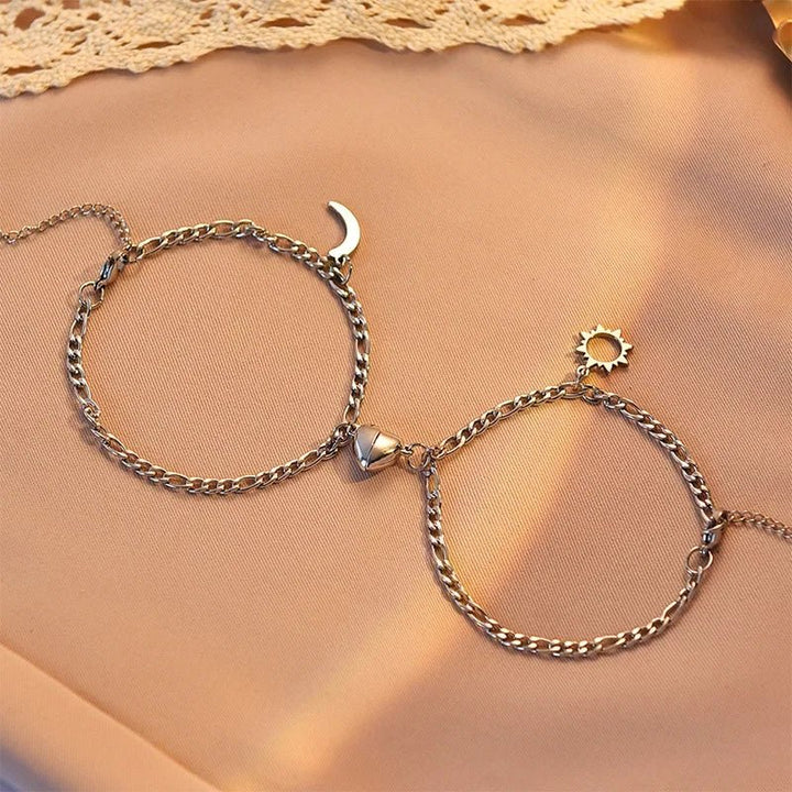 Karnz | Paare Magnetisches Herz Sonne & Mond Armband Set