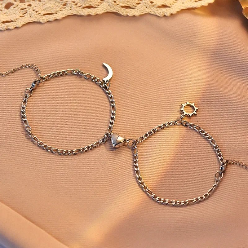Karnz | Paar Magnetisches Herz Sonne & Mond Armband Set