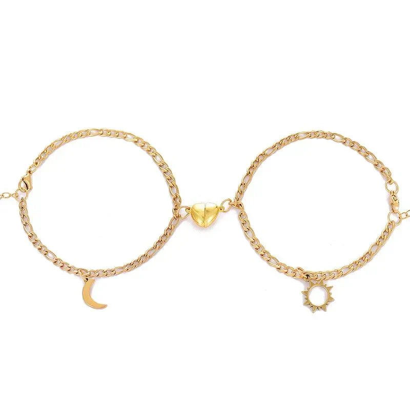 Karnz | Paare Magnetisches Herz Sonne & Mond Armband Set
