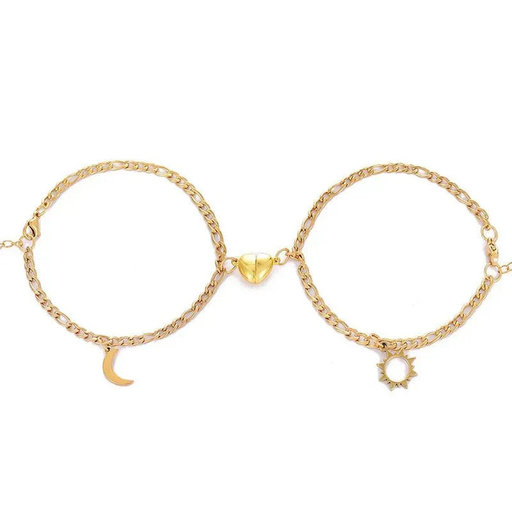 Karnz | Paare Magnetisches Herz Sonne & Mond Armband Set