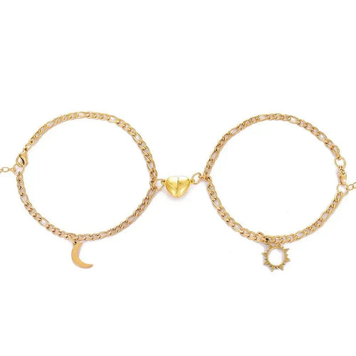 Karnz | Paar Magnetisches Herz Sonne & Mond Armband Set