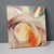 Abstraktes Fraktal in Creme, Orange und Blau Nr. 2, Kunstdruck auf Leinwand