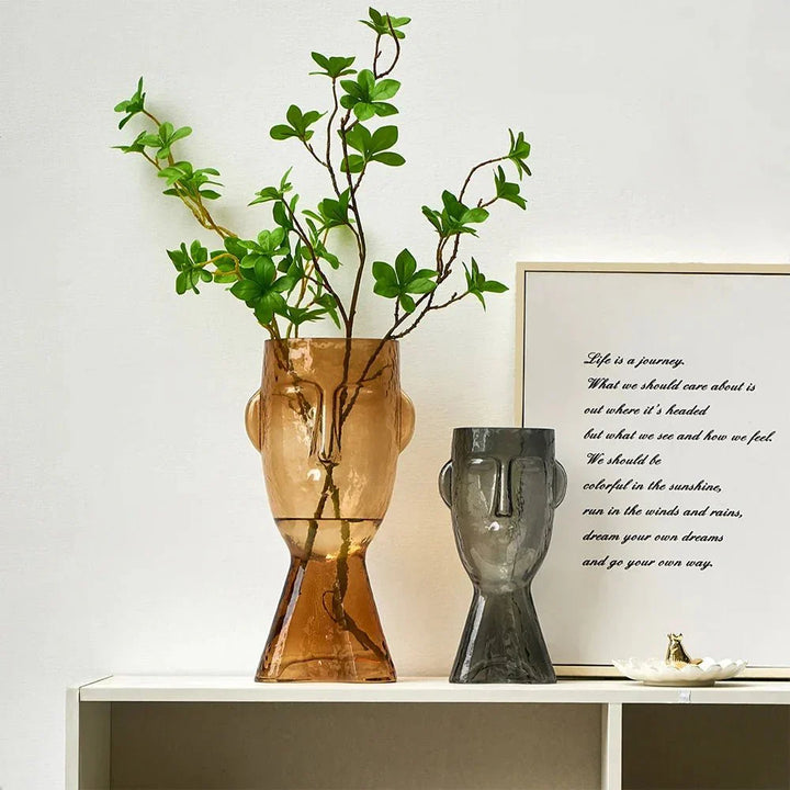 Kreative Glas Kopf Form Dekorative Vase für Moderne Dekoration | Karnz