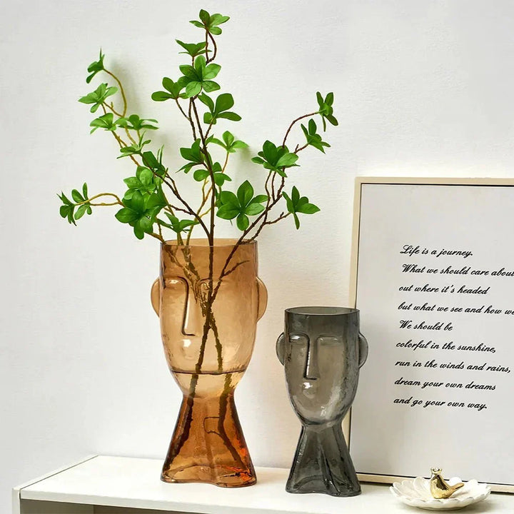 Kreative Glas Kopf Form Dekorative Vase für Moderne Dekoration | Karnz