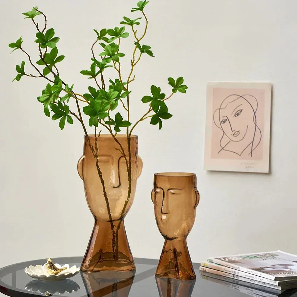 Kreative Glas Kopf Form Dekorative Vase für Moderne Dekoration | Karnz
