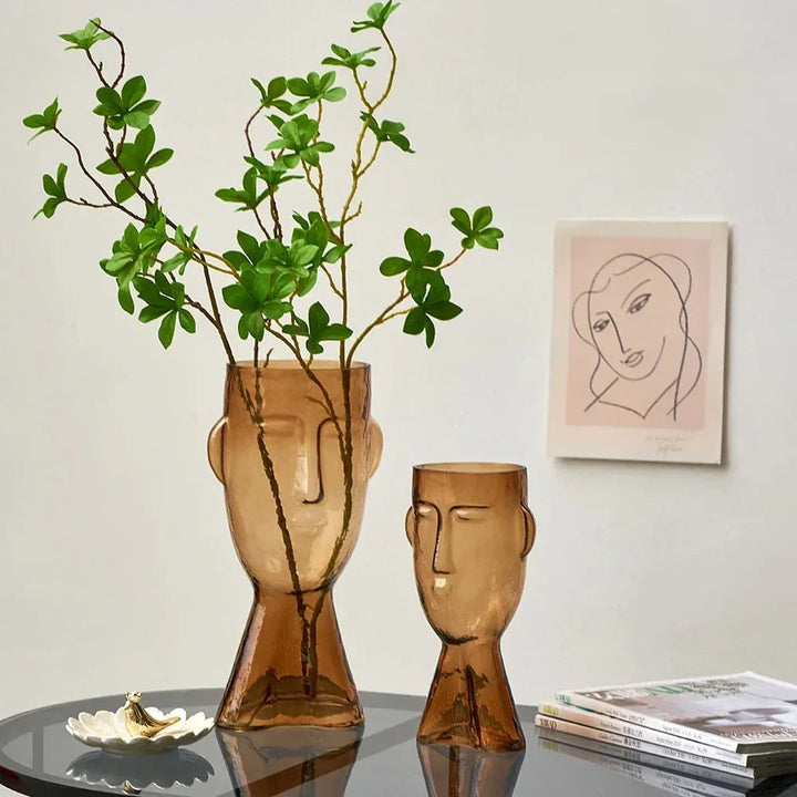 Kreative Glas Kopf Form Dekorative Vase für Moderne Dekoration | Karnz