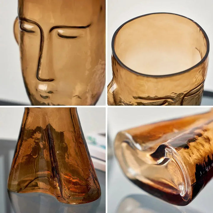 Kreative Glas Kopf Form Dekorative Vase für Moderne Dekoration | Karnz