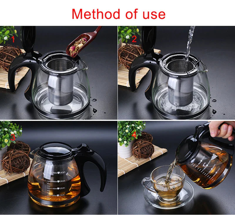 Kreative Glas Teekanne mit abnehmbarem Edelstahl-Infuserfilter Teekessel | Karnz
