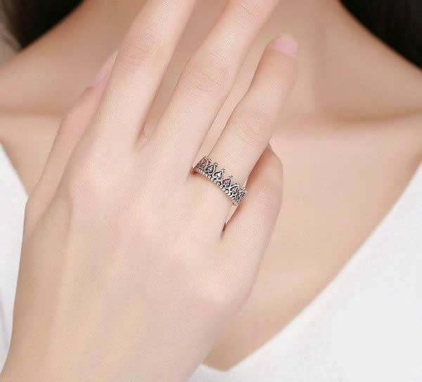 Sterling Silber Pink Crown Herz Ring | Karnz
