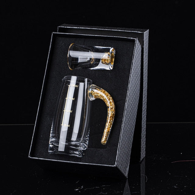 Kristall Likör Spirituosen Shot-Glas Box Gold Dicke Unterseite Weingläser | Karnz