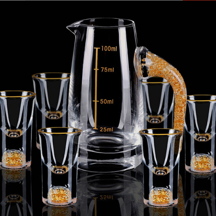 Kristall Likör Spirituosen Shot-Glas Box Gold Dicke Unterseite Weingläser | Karnz