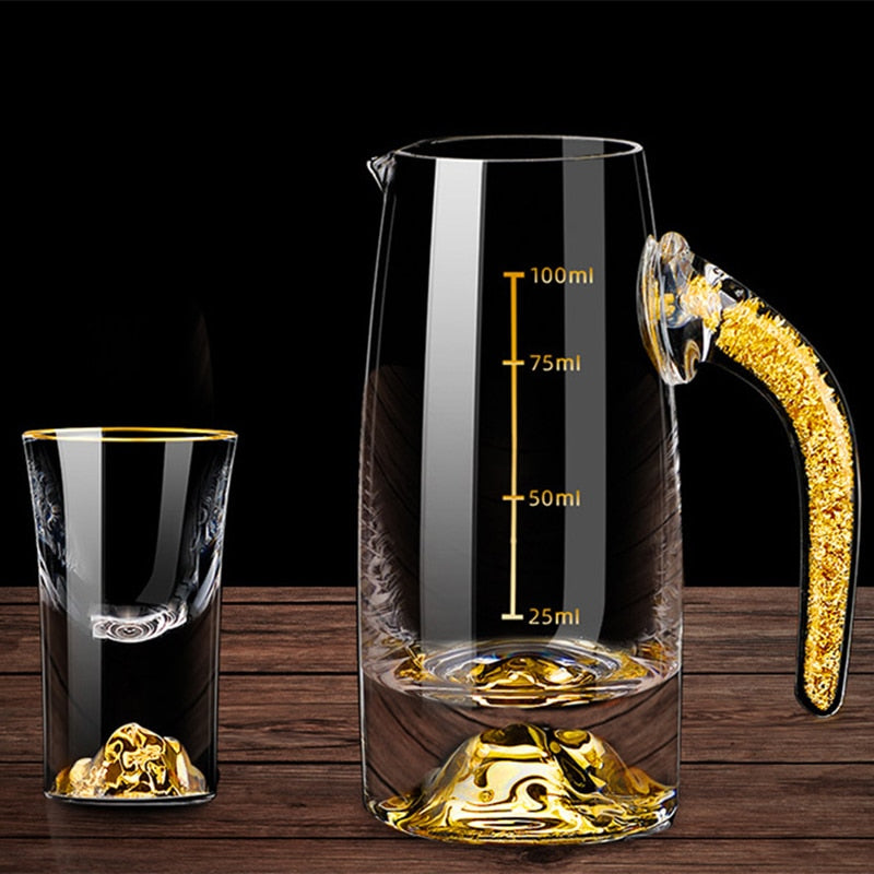 Kristall Likör Spirituosen Shot-Glas Box Gold Dicke Unterseite Weingläser | Karnz