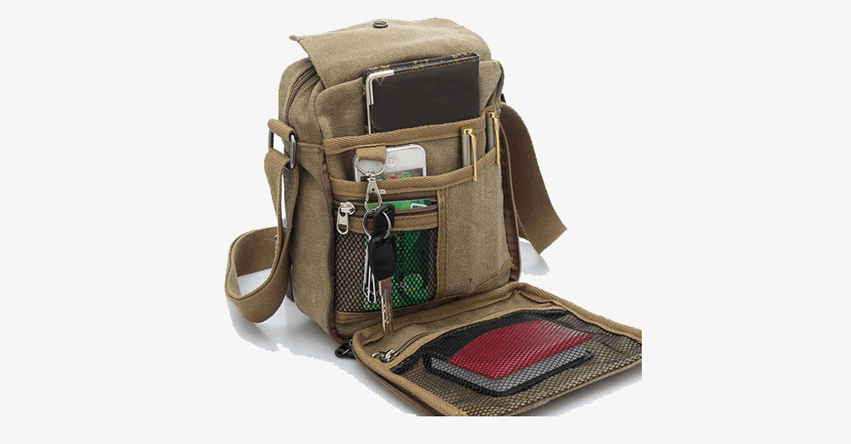 Stilvolle Herren-Schultertasche aus Canvas