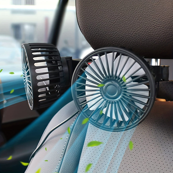1 Pc Auto-Lüfter, Auto Kleiner Klimaanlage, Doppelseitiger Hecklüfter, Starker Wind, 360 Grad Drehung, Großes Luftvolumen, Subwoofer-Betrieb, Basis-Festklemm-Montagemethode, Geeignet für Auto Zuhause | Karnz