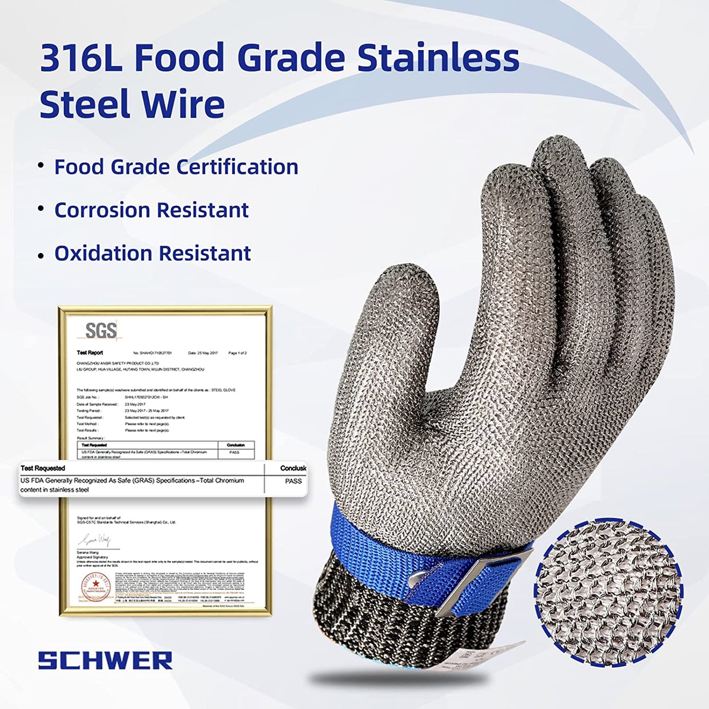Lebensmittelgeeignetes Edelstahl-Metallgewebe-Handschuh
