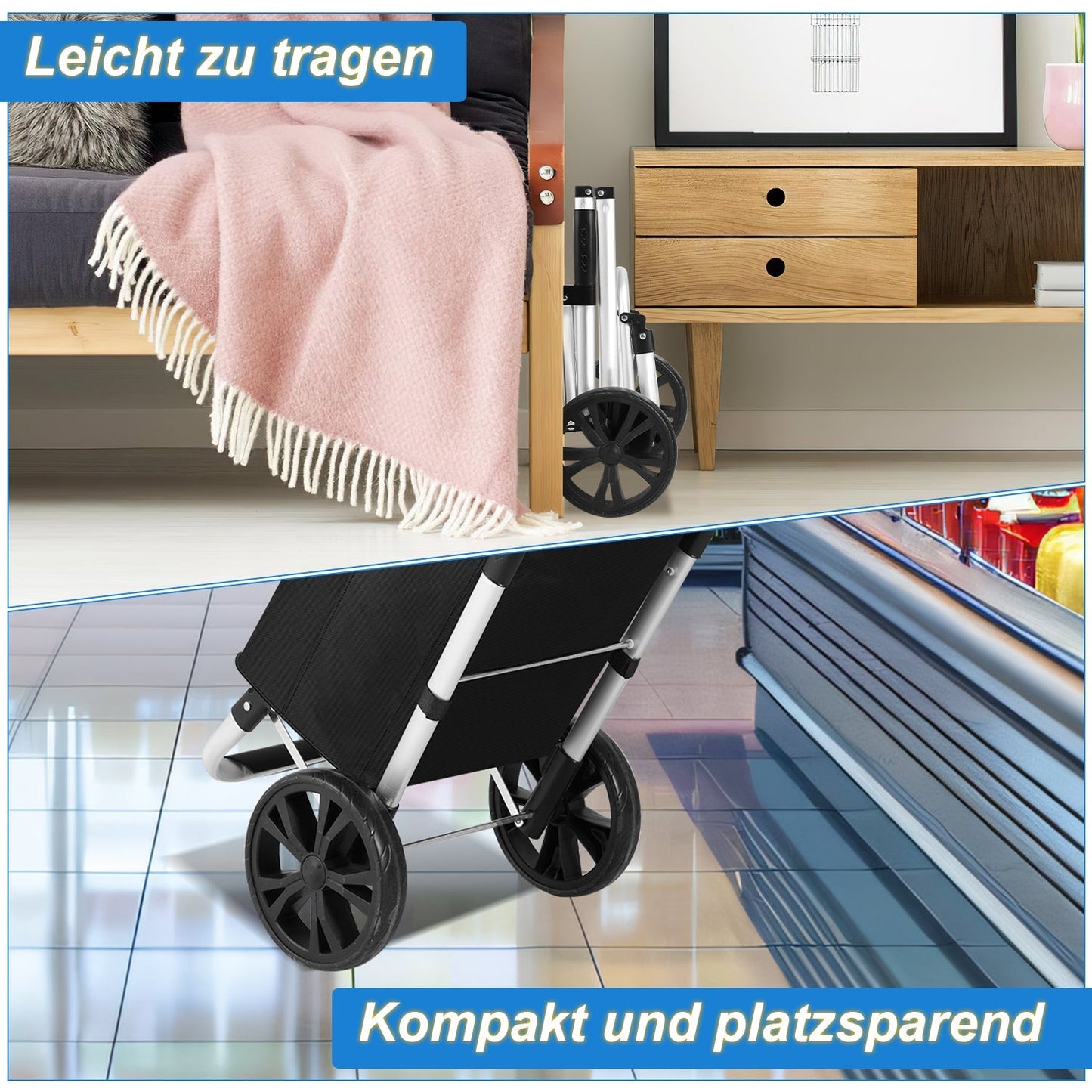 Einkaufstrolley Einkaufsroller Klappbar 40L | Karnz