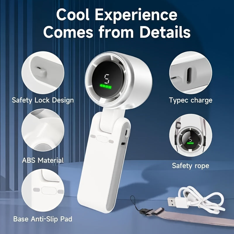 USB wiederaufladbarer Handventilator mit 5 Geschwindigkeiten | Karnz