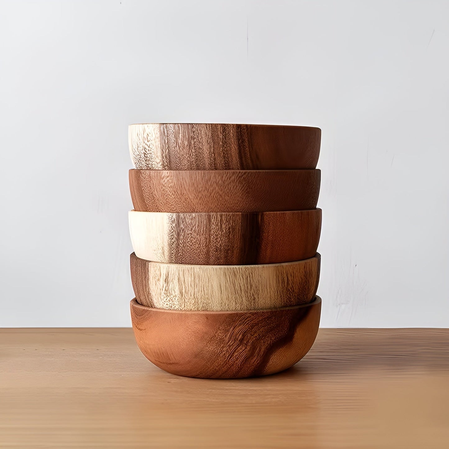 Holzservierschalen-Set (4-teilig) – Wiederverwendbar und handgefertigt | Perfekt für Salat, Suppe, Reis & Ramen | Karnz