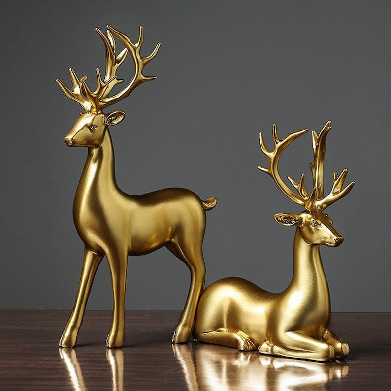 Goldenes Hirschpaar-Figuren