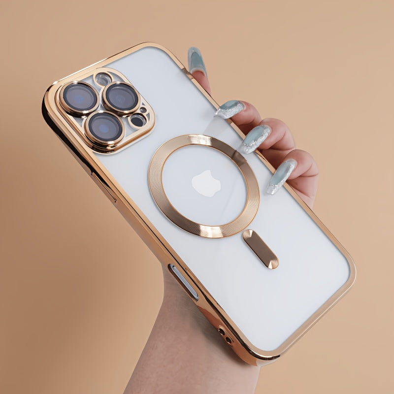 Magnetische TPU-Handyhülle Transparent Silber für iPhone 11–17