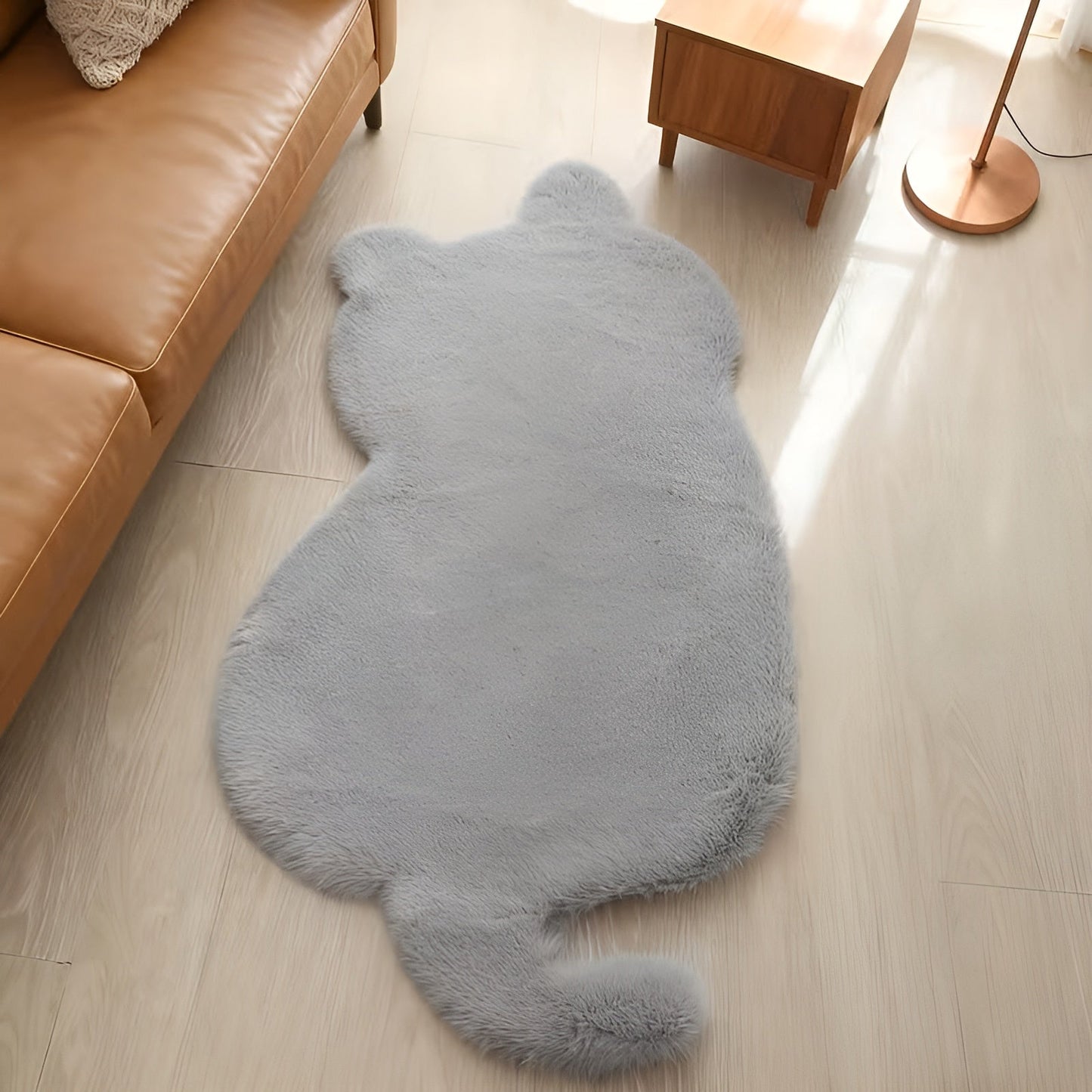 Kleiner Teppich in Katzenform – Weich und kuschelig | Perfekt für Sofa, Regal oder Kommode