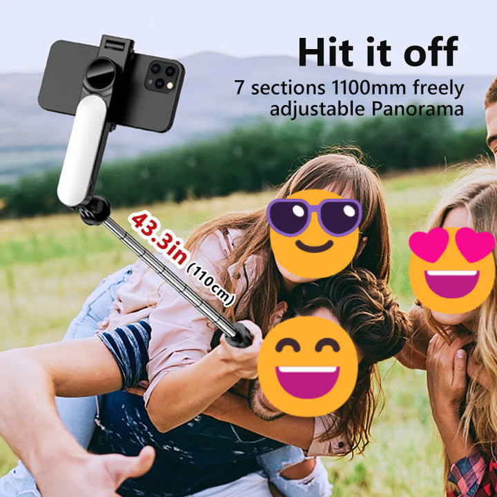 Ultra faltbar Eingebautes Beleuchtungs Selfie-Stick Stativ | Karnz