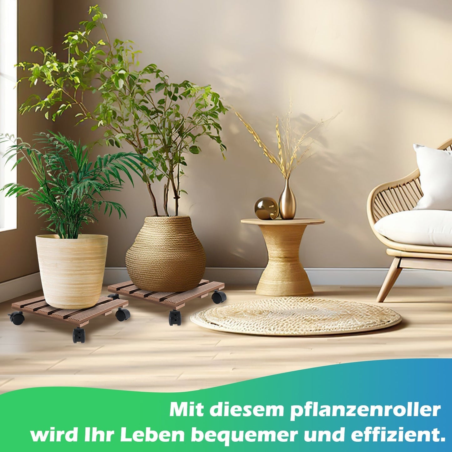 WPC Pflanzenroller Eckig mit Rollen Tragkraft 80 kg | Karnz