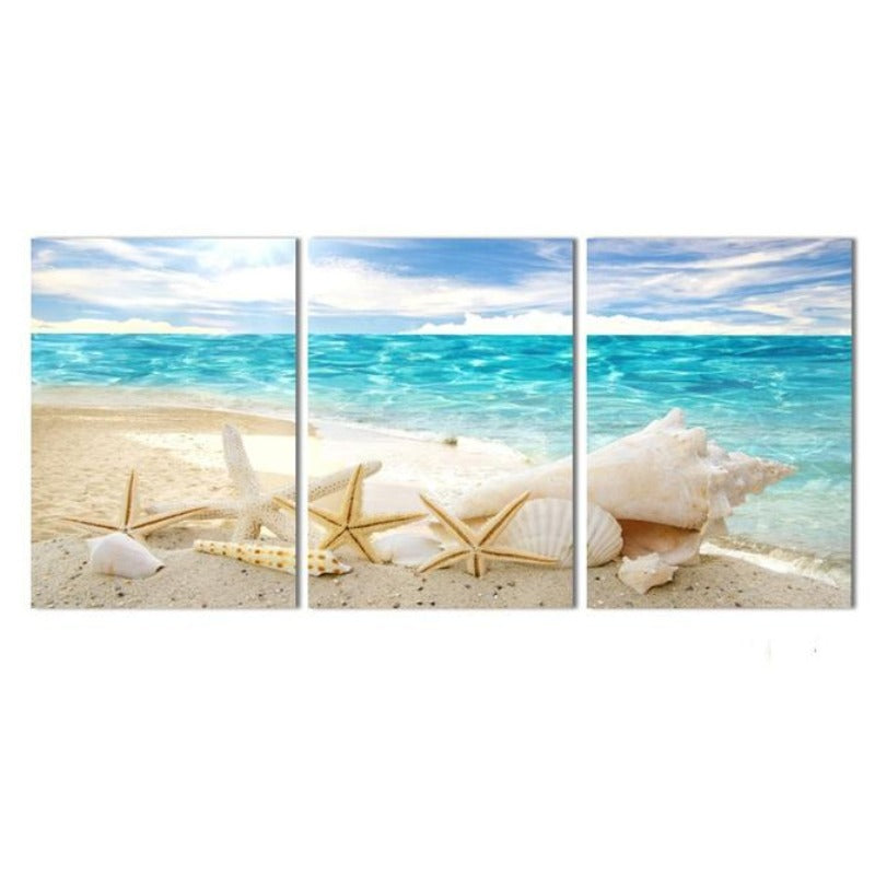 Meeresstrand mit Muschelmotiv – Leinwandbild